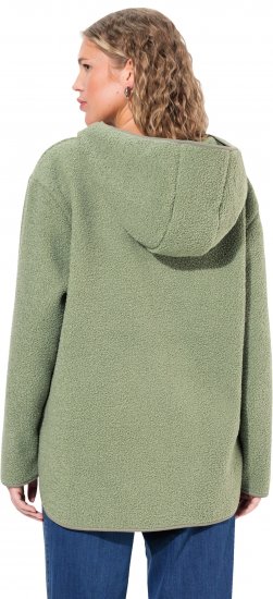 Ulla Popken Teddy Plush Long Sleeve Hoodie Sage Green - Pulovere & hanorace - 