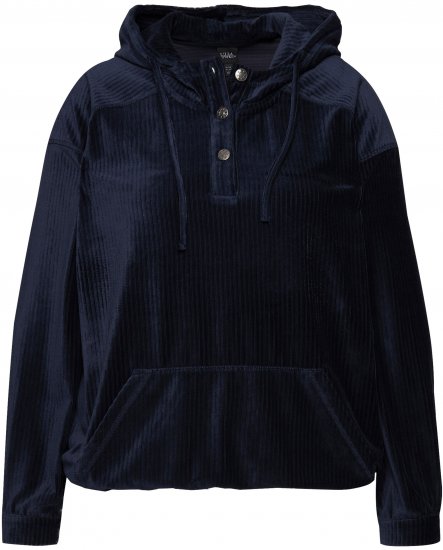 Ulla Popken Corduroy Hoodie Navy - Pulovere & hanorace - 