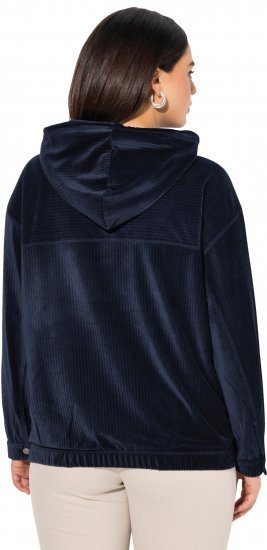 Ulla Popken Corduroy Hoodie Navy - Pulovere & hanorace - 