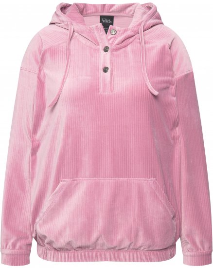 Ulla Popken Corduroy Hoodie Raspberry - Pulovere & hanorace - 