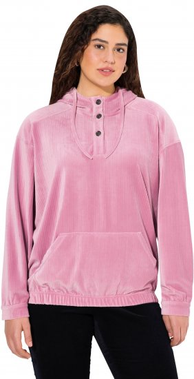 Ulla Popken Corduroy Hoodie Raspberry - Pulovere & hanorace - 