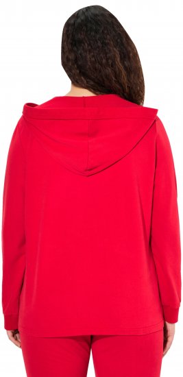 Ulla Popken Plunge Neck Long Sleeve Hoodie Salsa Red - Pulovere & hanorace - 
