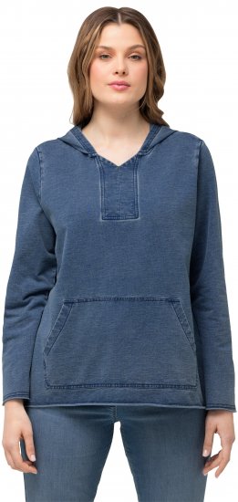 Ulla Popken Raw Hem Long Sleeve Hoodie Night Blue - Pulovere & hanorace - 