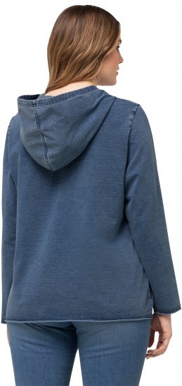Ulla Popken Raw Hem Long Sleeve Hoodie Night Blue - Pulovere & hanorace - 
