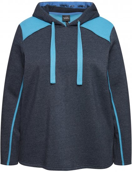 Ulla Popken Waffle Pique Contrast Color Hoodie Navy - Pulovere & hanorace - 