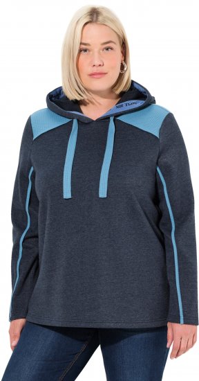 Ulla Popken Waffle Pique Contrast Color Hoodie Navy - Pulovere & hanorace - 