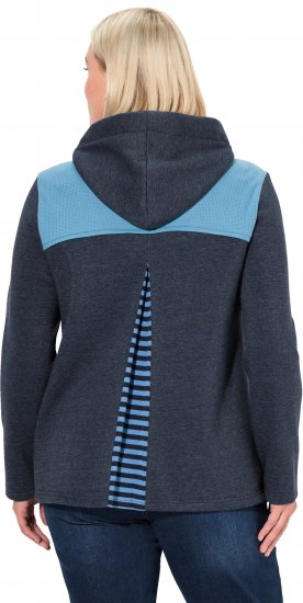 Ulla Popken Waffle Pique Contrast Color Hoodie Navy - Pulovere & hanorace - 