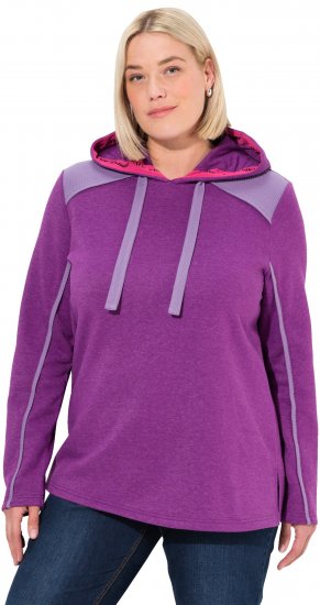 Ulla Popken Waffle Pique Contrast Color Hoodie Dark Purple - Pulovere & hanorace - 