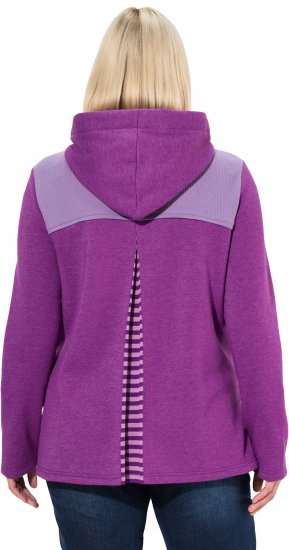 Ulla Popken Waffle Pique Contrast Color Hoodie Dark Purple - Pulovere & hanorace - 