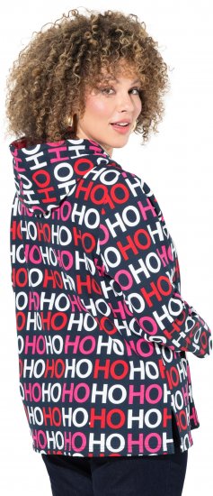 Ulla Popken Ho Ho Ho Lettering Hooded Sweatshirt Navy - Pulovere & hanorace - 