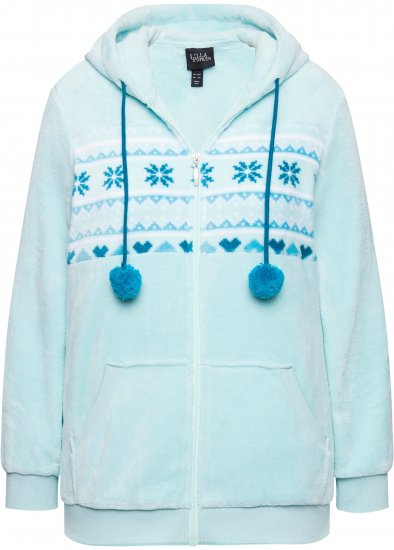 Ulla Popken Plush Alpine Striped Motif Loungewear Hoodie Baby Blue - Pulovere & hanorace - 