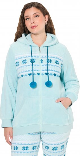 Ulla Popken Plush Alpine Striped Motif Loungewear Hoodie Baby Blue - Pulovere & hanorace - 
