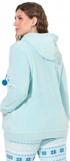 Ulla Popken Plush Alpine Striped Motif Loungewear Hoodie Baby Blue - Pulovere & hanorace - 