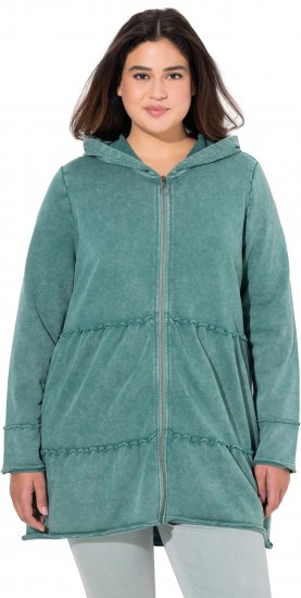 Ulla Popken Tiered Flounce Panel Zip Up Hoodie Green - Pulovere & hanorace - 