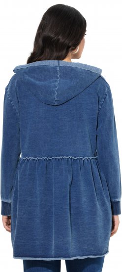 Ulla Popken Indigo Dyed Flounce Panel Hoodie Blue - Pulovere & hanorace - 