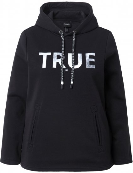 Ulla Popken TRUE Lettering Hoodie Black - Pulovere & hanorace - 