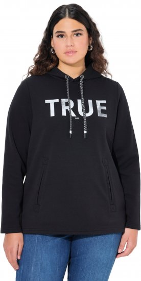 Ulla Popken TRUE Lettering Hoodie Black - Pulovere & hanorace - 