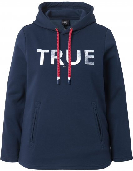 Ulla Popken TRUE Lettering Hoodie Navy Blue - Pulovere & hanorace - 