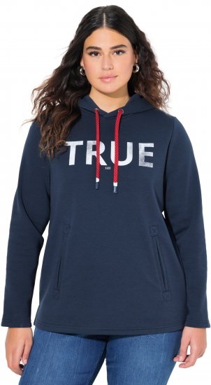 Ulla Popken TRUE Lettering Hoodie Navy Blue - Pulovere & hanorace - 