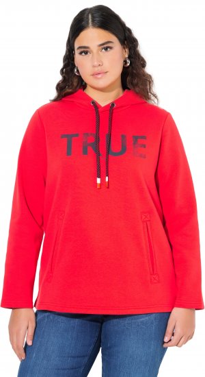 Ulla Popken TRUE Lettering Hoodie Neon Red - Pulovere & hanorace - 