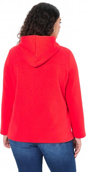 Ulla Popken TRUE Lettering Hoodie Neon Red - Pulovere & hanorace - 