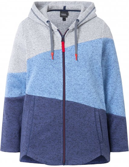 Ulla Popken Color Block Fleece-Lined Hoodie Atlantic Blue - Pulovere & hanorace - 