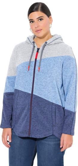 Ulla Popken Color Block Fleece-Lined Hoodie Atlantic Blue - Pulovere & hanorace - 