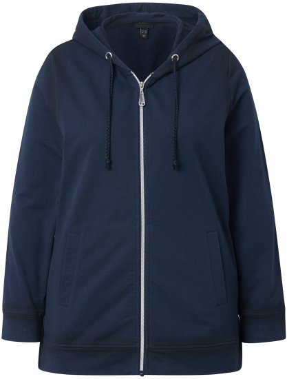 Ulla Popken Decorative Seam Zip-Up Hoodie Navy - Pulovere & hanorace - 