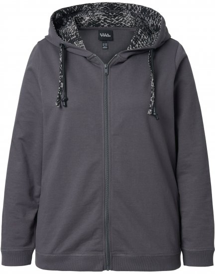 Ulla Popken Snake Detail Zip-Up Hoodie Graphite Grey - Pulovere & hanorace - 