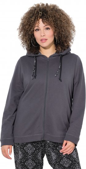 Ulla Popken Snake Detail Zip-Up Hoodie Graphite Grey - Pulovere & hanorace - 