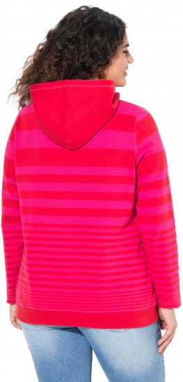 Ulla Popken Oversized Striped Long Sleeve Hoodie Lychee - Pulovere & hanorace - 