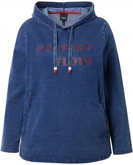 Ulla Popken Perfect Flow Embroidered Hoodie Indigo Denim - Pulovere & hanorace - 