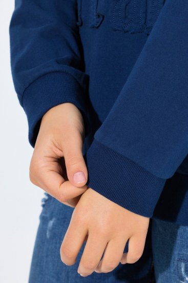 Ulla Popken Applique Lettering Hooded Sweatshirt Dark Blue - Pulovere & hanorace - Bluze, Hanorace & Tricotaje Comode