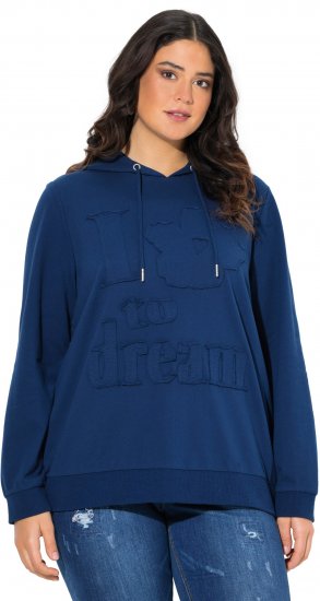 Ulla Popken Applique Lettering Hooded Sweatshirt Dark Blue - Pulovere & hanorace - 