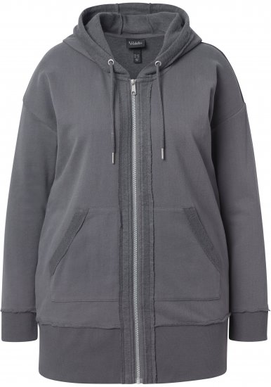Ulla Popken Decorative Seam Zip-Up Hoodie Graphite Grey - Pulovere & hanorace - 