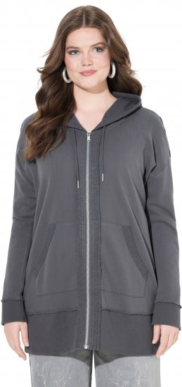 Ulla Popken Decorative Seam Zip-Up Hoodie Graphite Grey - Pulovere & hanorace - 