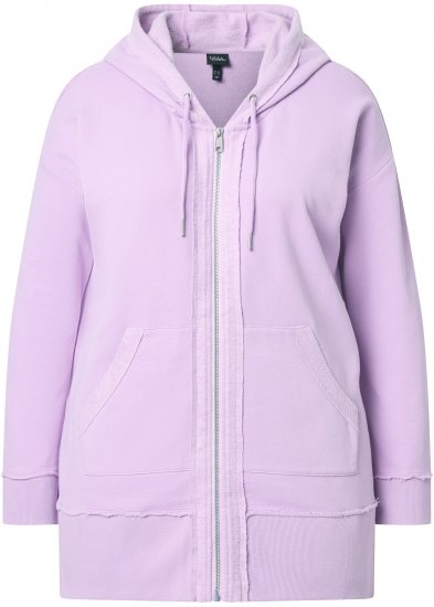 Ulla Popken Decorative Seam Zip-Up Hoodie Lavender - Pulovere & hanorace - 