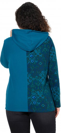 Ulla Popken Split Print LOVE Hoodie Teal - Pulovere & hanorace - 