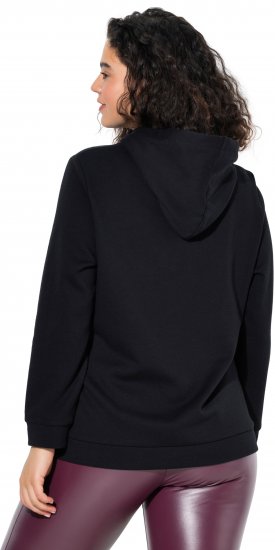 Ulla Popken Decorative Lace-Up Hoodie Black - Pulovere & hanorace - 