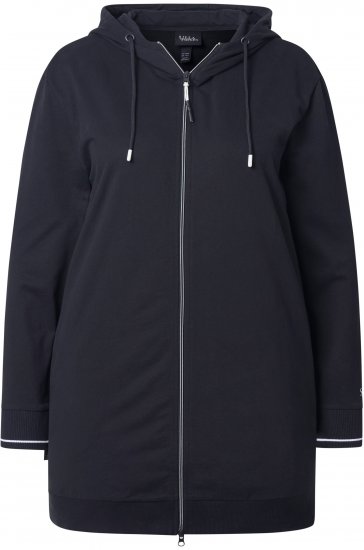 Ulla Popken Contrast Piping Zip-Up Hoodie Black - Pulovere & hanorace - 