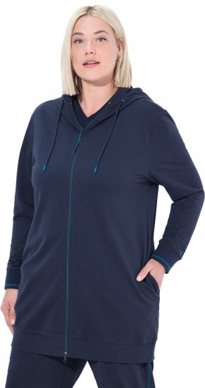 Ulla Popken Contrast Piping Zip-Up Hoodie Navy - Pulovere & hanorace - 
