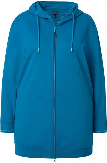 Ulla Popken Contrast Piping Zip-Up Hoodie Smoke Blue - Pulovere & hanorace - 