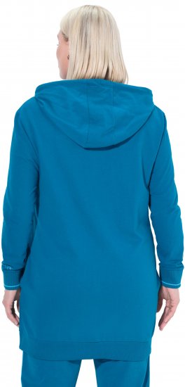 Ulla Popken Contrast Piping Zip-Up Hoodie Smoke Blue - Pulovere & hanorace - 