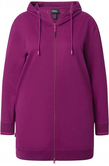 Ulla Popken Contrast Piping Zip-Up Hoodie Pink Berry - Pulovere & hanorace - 
