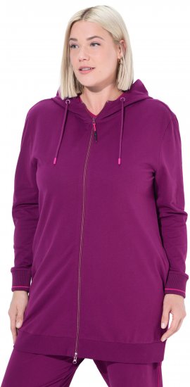 Ulla Popken Contrast Piping Zip-Up Hoodie Pink Berry - Pulovere & hanorace - 