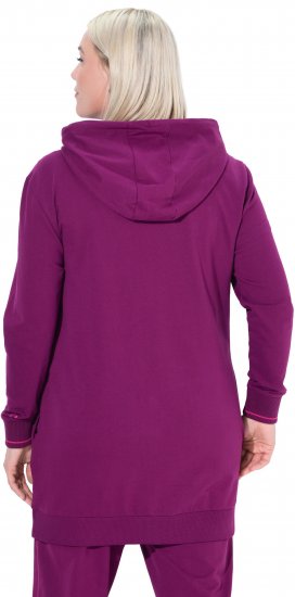 Ulla Popken Contrast Piping Zip-Up Hoodie Pink Berry - Pulovere & hanorace - 