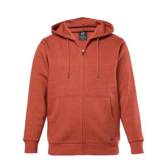 JP1880 Hoodie With Zipper Brick Brown - Pulovere & hanorace - Pulovere & Hanorace Bărbați Mărimi Mari