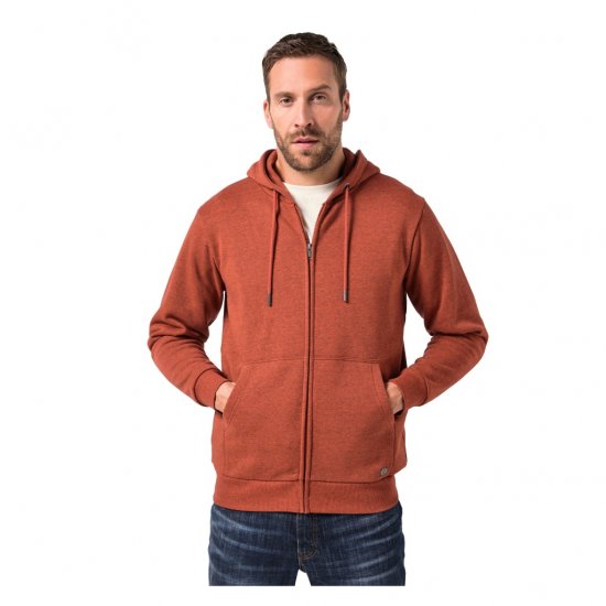 JP1880 Hoodie With Zipper Brick Brown - Pulovere & hanorace - Pulovere & Hanorace Bărbați Mărimi Mari
