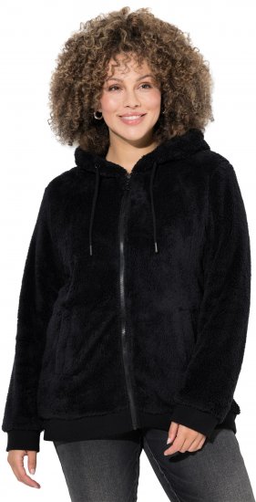 Ulla Popken Teddy Fleece Zip-Up Hoodie Black - Pulovere & hanorace - 