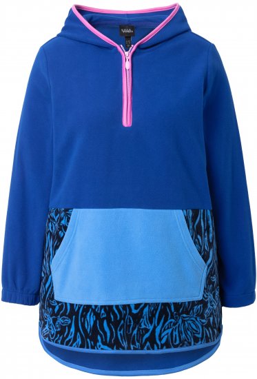 Ulla Popken Color Block Fleece Hoodie Denim Blue - Pulovere & hanorace - 